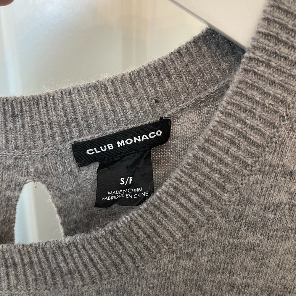 Club Monaco 3/4 sleeve gray sweater dress with white slip on bottom